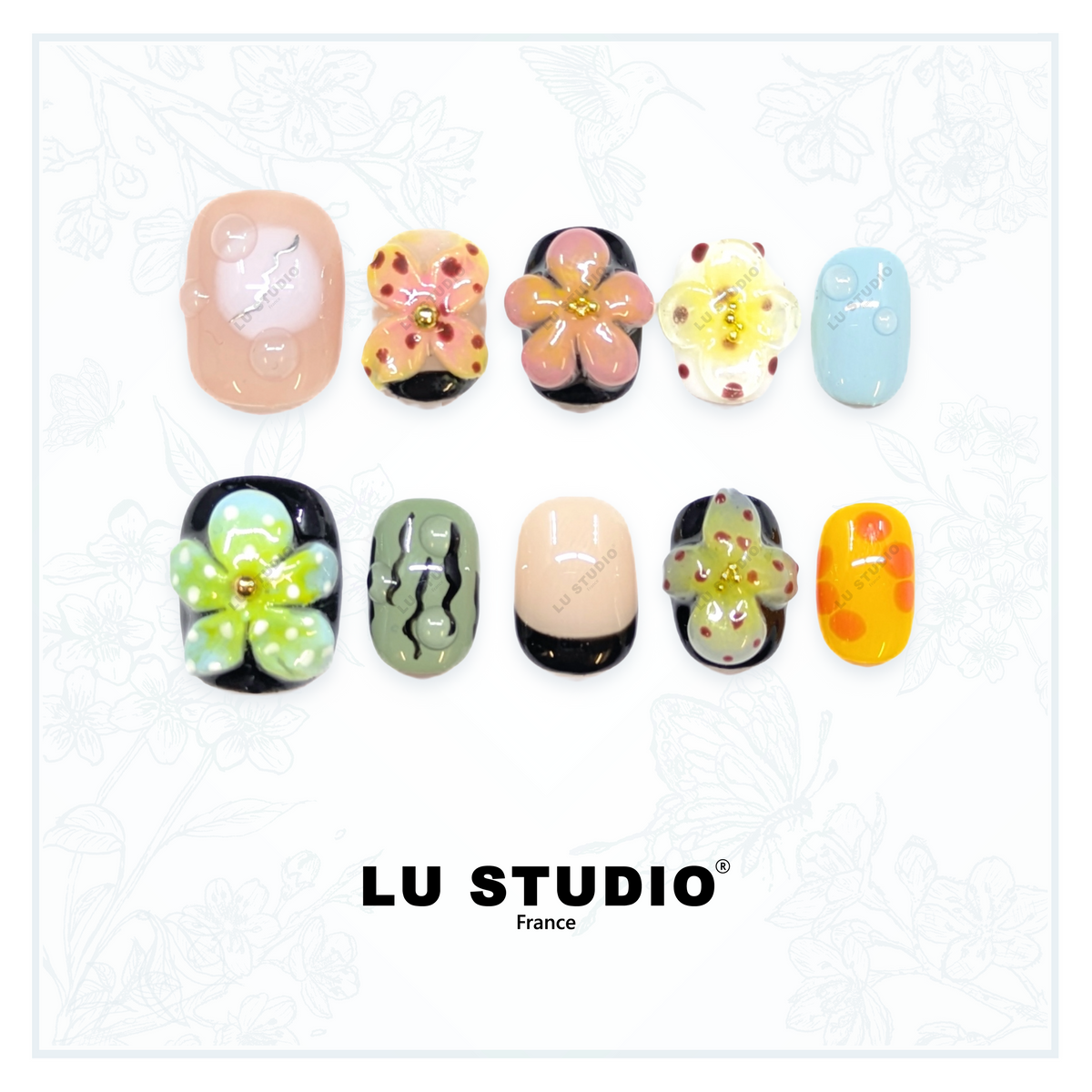 M38 - Fleurs en Folie | Faux-ongles réutilisables - Press on nails