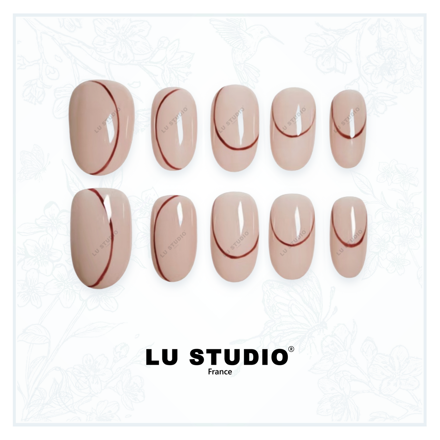 M43 - Lignes rouges  |  Faux-ongles réutilisables - Press on nails