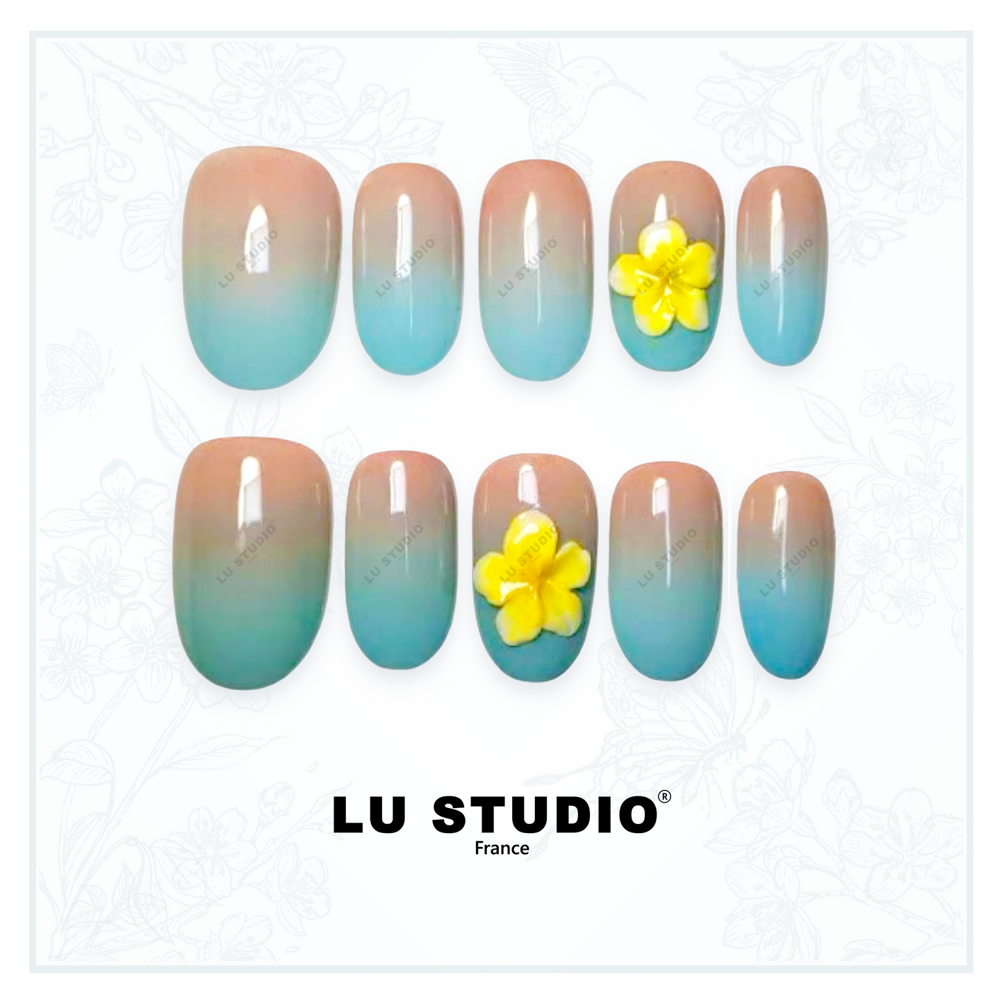 M47 - Blue Lagoon  |  Faux-ongles réutilisables - Press on nails