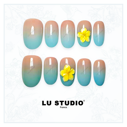 M47 - Blue Lagoon  |  Faux-ongles réutilisables - Press on nails