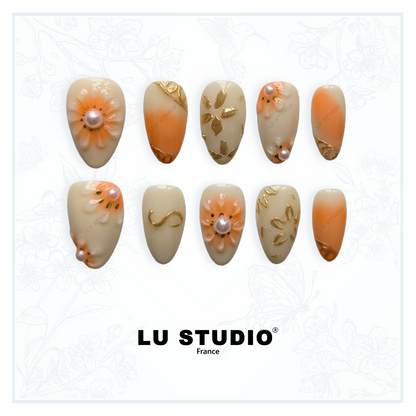 M51 - Oranges Mécaniques | Faux-ongles réutilisables - Press on nails