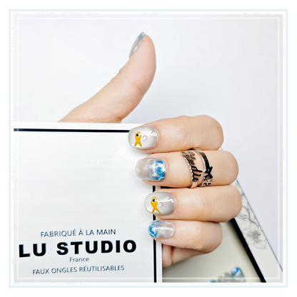 M54 - Petits Poissons dans l'eau | Faux-ongles réutilisables - Press on nails