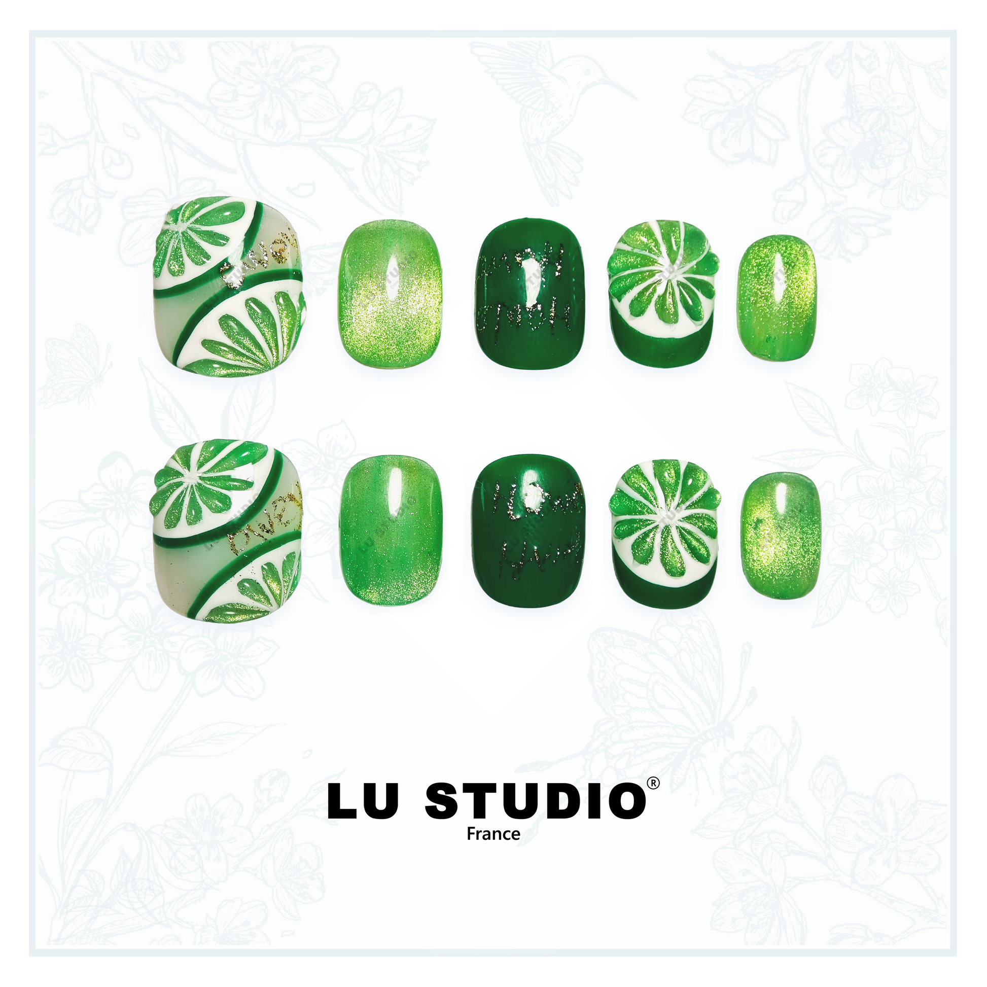 M58 - Citrons Verts  |  Faux-ongles réutilisables - Press on nails