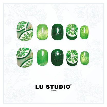 M58 - Citrons Verts  |  Faux-ongles réutilisables - Press on nails