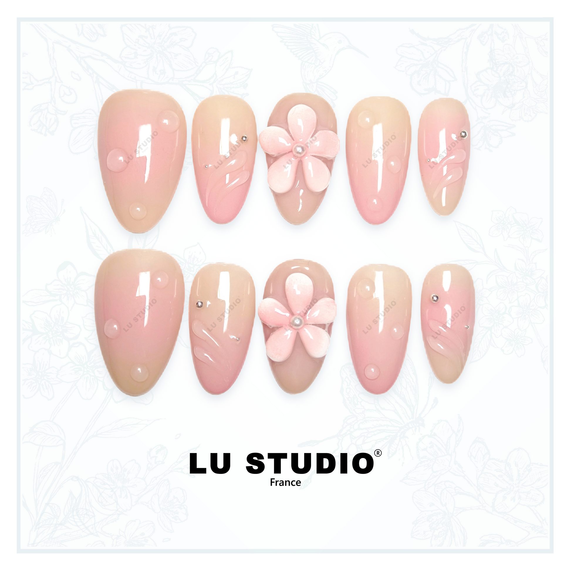 M62 - Anémone du Japon  |  Faux-ongles réutilisables - Press on nails