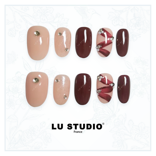 M80 - Ruban rouge | Faux-ongles réutilisables - Press on nails