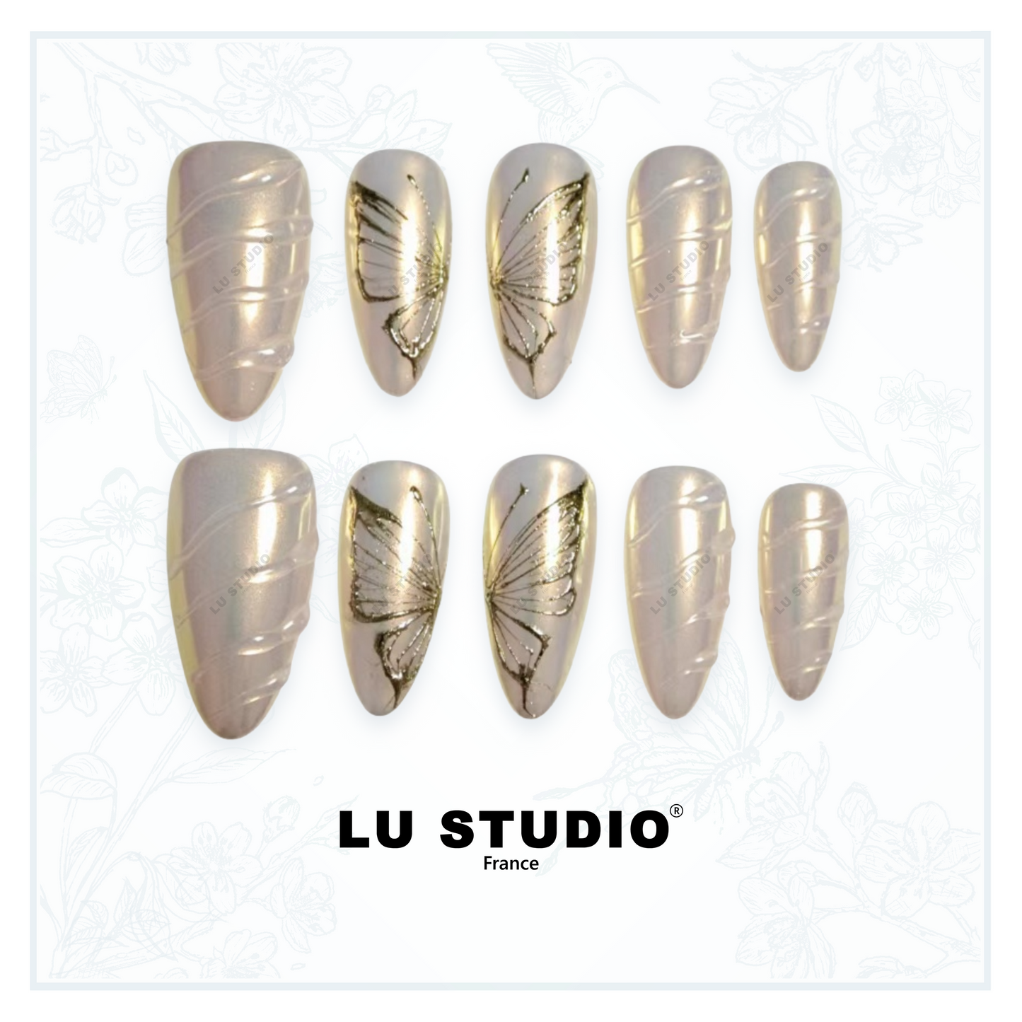 M84 - Papillon nacré  |  Faux-ongles réutilisables - Press on nails