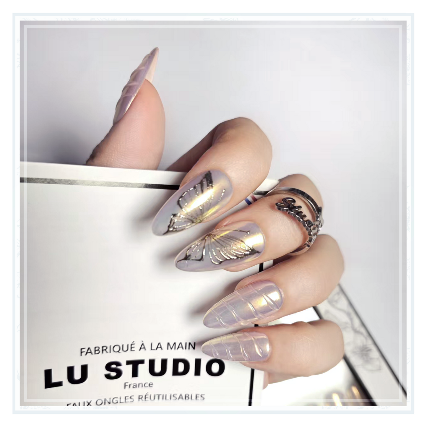 M84 - Papillon nacré  |  Faux-ongles réutilisables - Press on nails