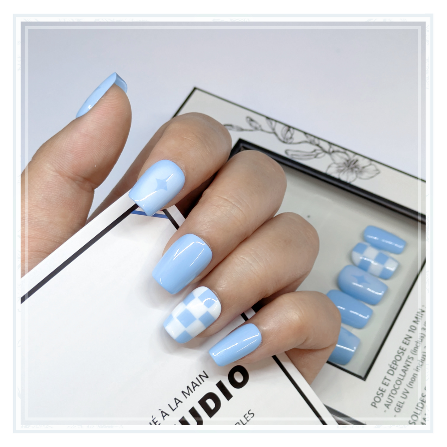 M89 - Carré d'Azur  |  Faux-ongles réutilisables - Press on nails