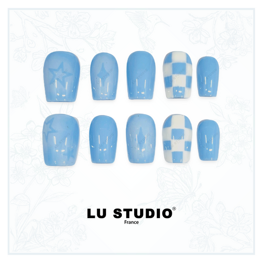 M89 - Carré d'azur | Faux-ongles réutilisables - Press on nails