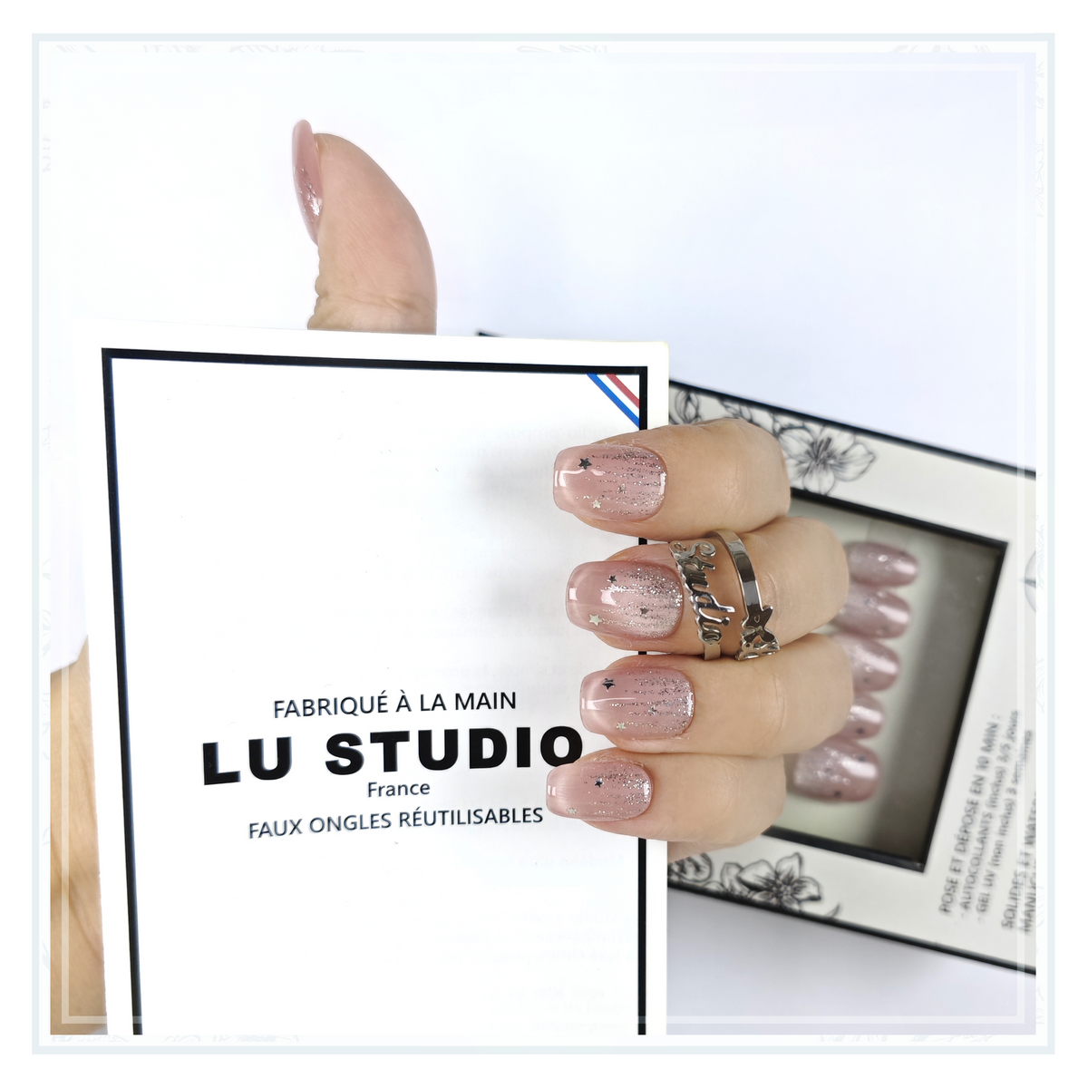 M91 - Constellation rose | Faux-ongles réutilisables - Press on nails