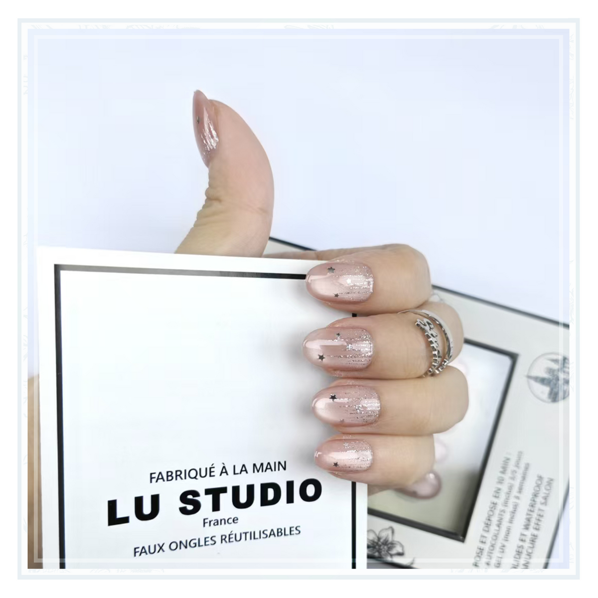 M91 - Constellation rose | Faux-ongles réutilisables - Press on nails