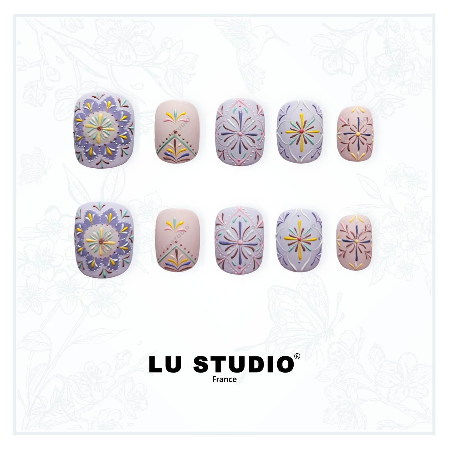 M94 - Mosaïque Parme  |  Faux-ongles réutilisables - Press on nails