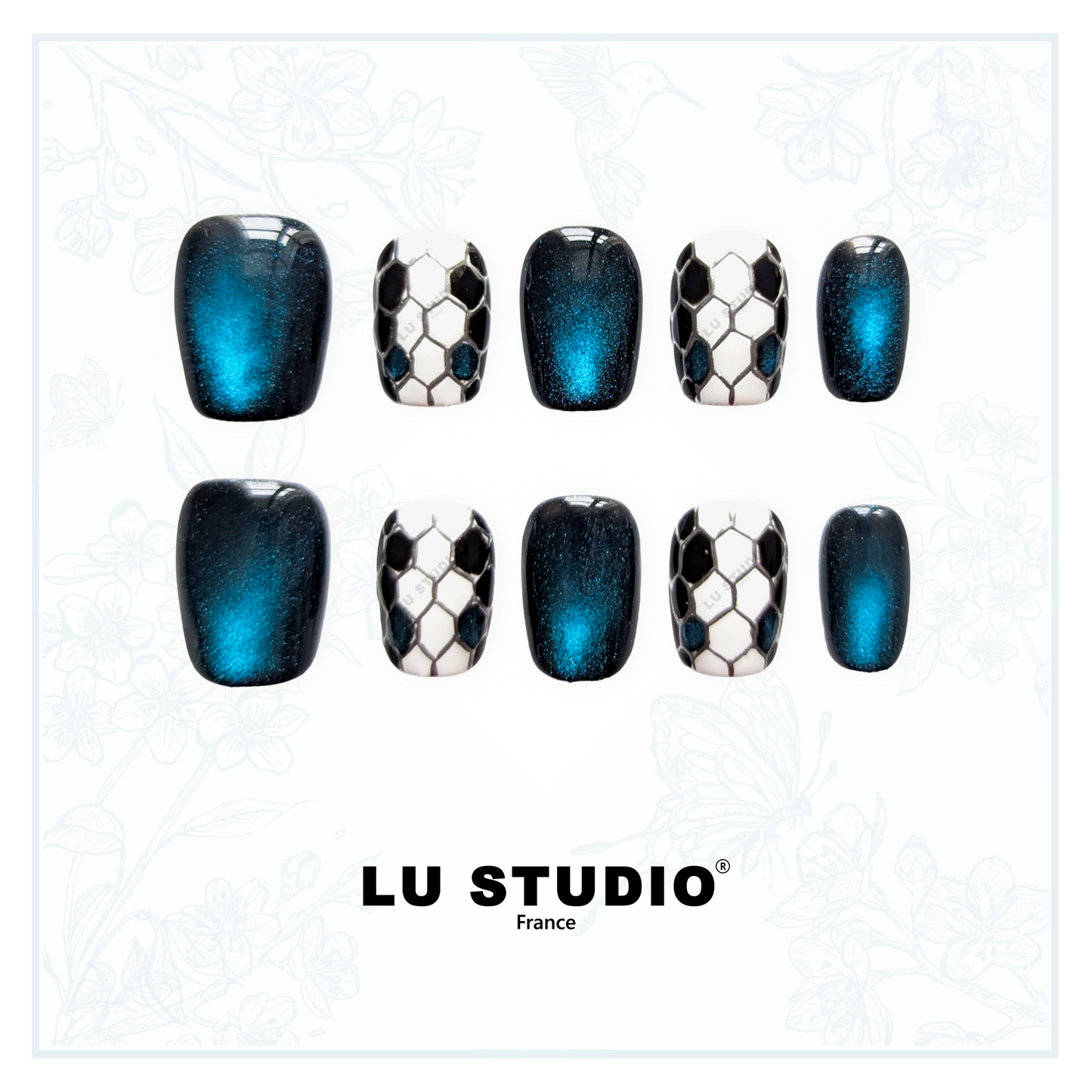 M96 - Serpent Saphir  |  Faux-ongles réutilisables - Press on nails