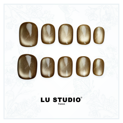 Or patiné  |  Faux-ongles réutilisables - Press on nails