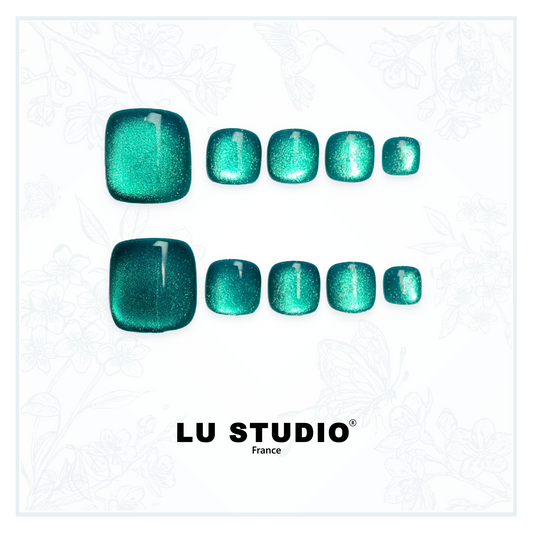P02 - Green Lagoon (spécial pieds)  |  Faux-ongles réutilisables - Press on nails