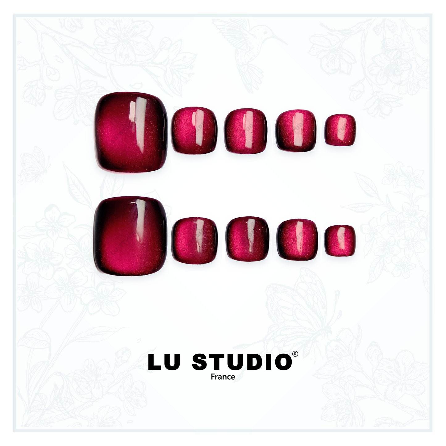 P06 - Rouge intense (spécial pieds)  |  Faux-ongles réutilisables - Press on nails