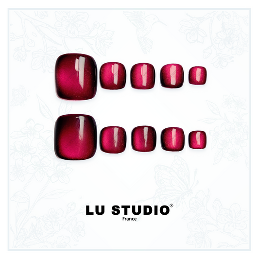 P06 - Rouge intense (spécial pieds)  |  Faux-ongles réutilisables - Press on nails