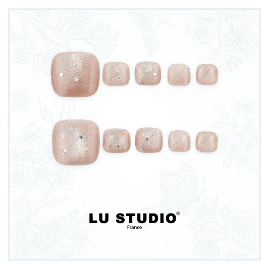 P15 - Rose stars "Spécial Pieds"  |  Faux-ongles réutilisables - Press on nails