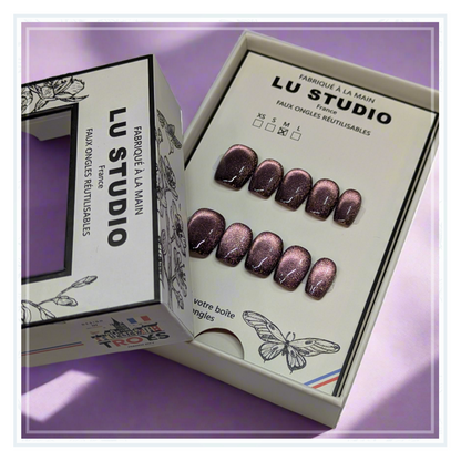 Rose intense pailleté  |  Faux-ongles réutilisables - Press on nails