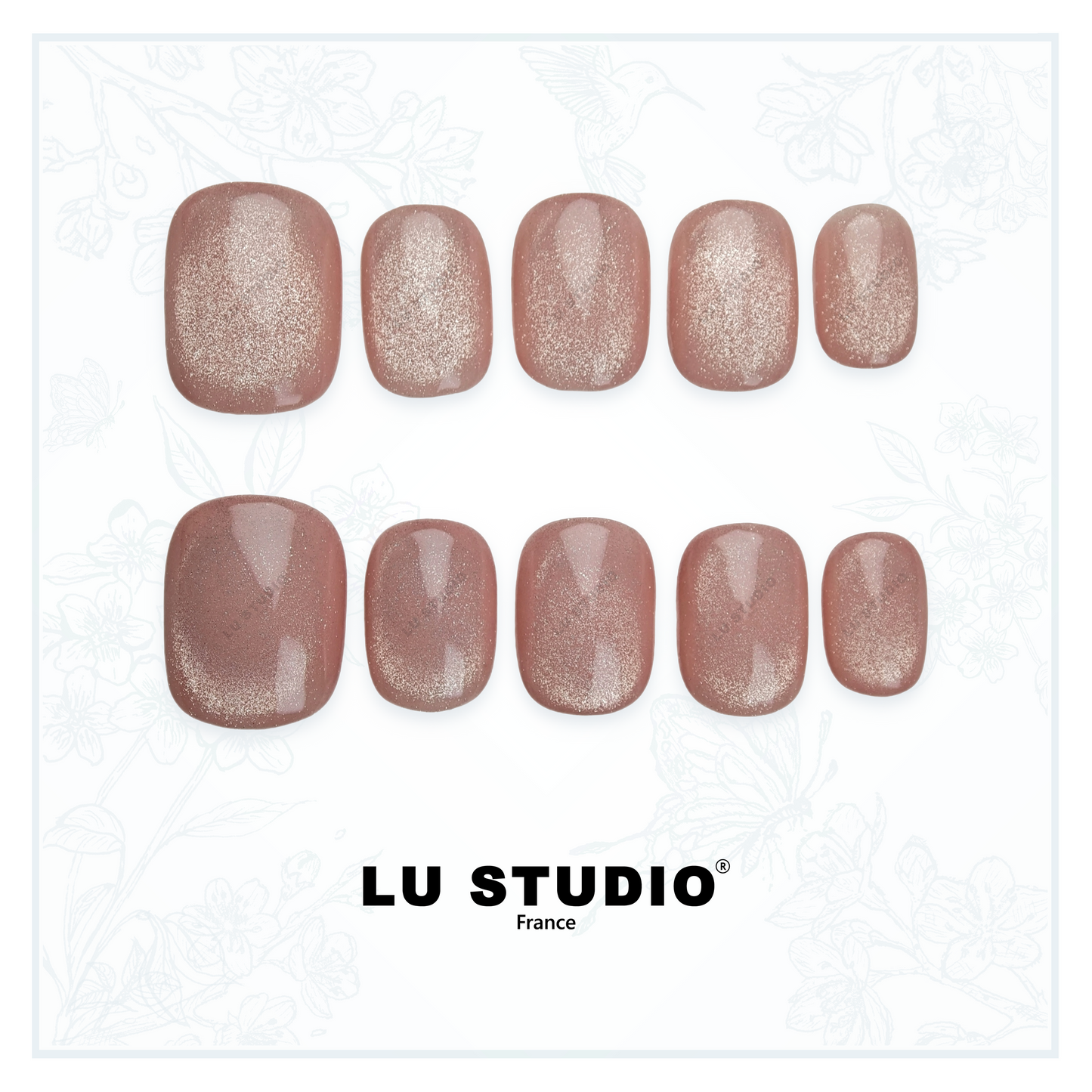 Rose doux pailleté  |  Faux-ongles réutilisables - Press on nails